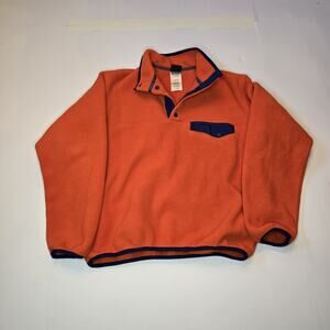 Patagonia Synchilla Womens large Orange Snap Fleece Polyester Pullover Sweater